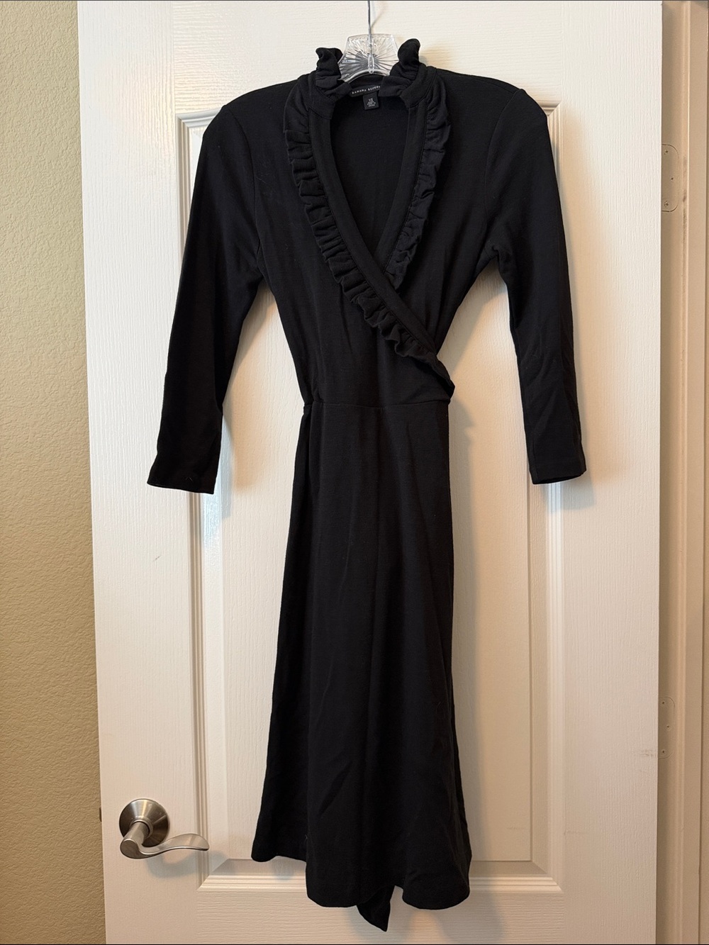 Banana Republic Black Ruffle Wrap-Style Women's Dress